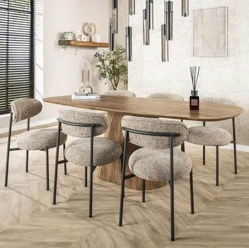 Esstisch Board | 215cm | oval | Mango massiv | sand
