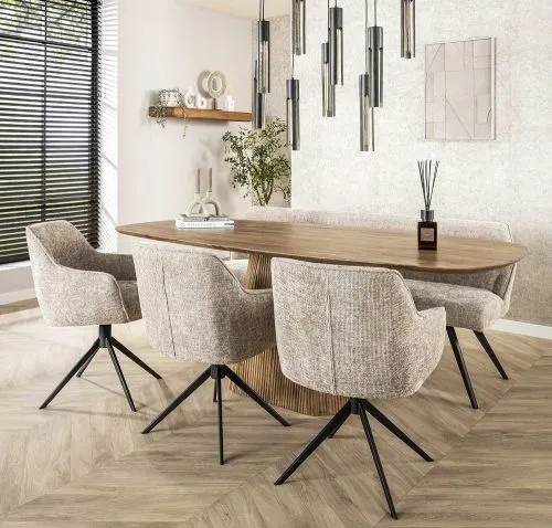 Esstisch Board | 215cm | oval | Mango massiv | sand