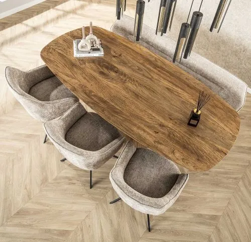 Esstisch Board | 215cm | oval | Mango massiv | sand