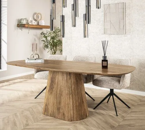 Esstisch Board | 215cm | oval | Mango massiv | sand