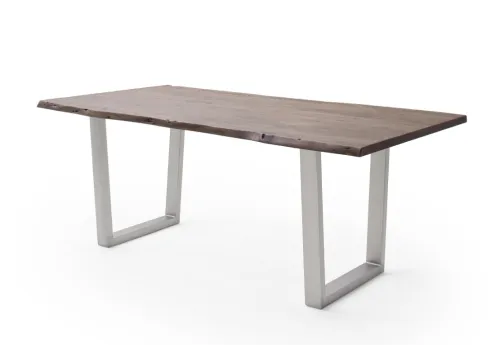 Esstisch Calabria | Akazie massiv | T-Gestell Edelstahl | walnuss | 200 x 100 -Tischplatte 3,5 cm