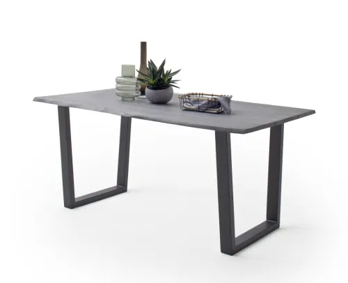 Esstisch Calabria | Akazie massiv | T-Gestell | grau / anthrazit | 160 x 90-Tischplatte 2,5 cm