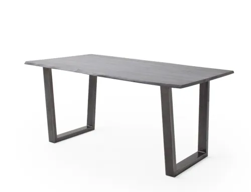 Esstisch Calabria | Akazie massiv | T-Gestell | grau / antik gewischt | 160 x 90-Tischplatte 2,5 cm