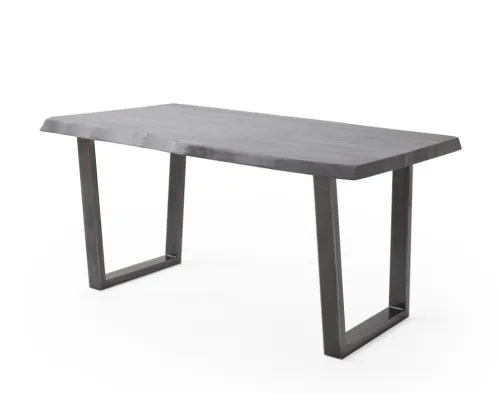 Esstisch Calabria | Akazie massiv | T-Gestell | grau / antik gewischt | 220 x 100 -Tischplatte 5,5 cm