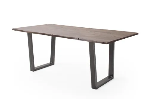 Esstisch Calabria | Akazie massiv | T-Gestell | walnuss / antik gewischt | 160 x 90-Tischplatte 2,5 cm