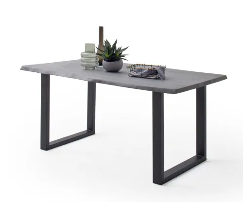 Esstisch Calabria | Akazie massiv | U-Gestell | grau / anthrazit | 200 x 100 -Tischplatte 3,5 cm