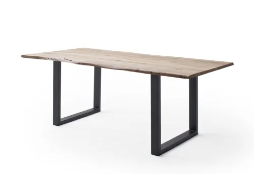 Esstisch Calabria | Akazie massiv | U-Gestell | natur / anthrazit | 160 x 90-Tischplatte 2,5 cm