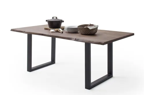 Esstisch Calabria | Akazie massiv | U-Gestell | walnuss / anthrazit | 180 x 100-Tischplatte 3,5 cm