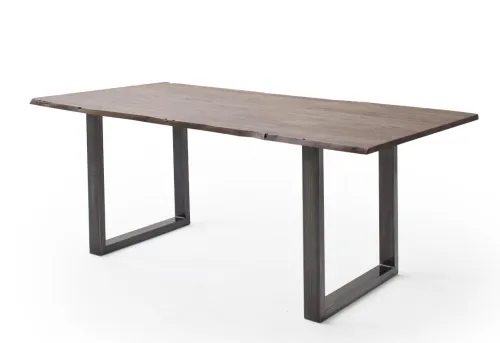 Esstisch Calabria | Akazie massiv | U-Gestell | walnuss / antik gewischt | 180 x 90-Tischplatte 2,5 cm