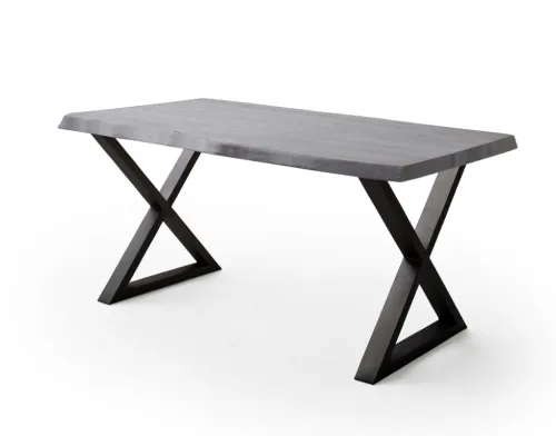 Esstisch Calabria | Akazie massiv | X-Gestell | grau / anthrazit | 200 x 100 -Tischplatte 5,5 cm