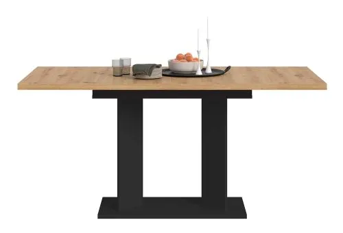 Esstisch Gustav | ausziehbar | Artisan Eiche / schwarz | B:120-160 cm
