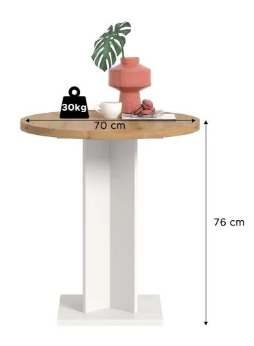 Esstisch Gustav rund | 70 cm | Artisan Eiche / weiß
