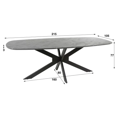 Esstisch Payson oval | Marmor Optik | 180/215 | verschiedene Größen