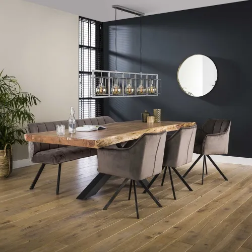 Esszimmerbank Muda | Samt | 180 cm | anthrazit