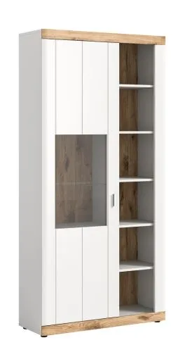 EX Vitrine Laredo | weiß / Nox Oak | LED Beleuchtung