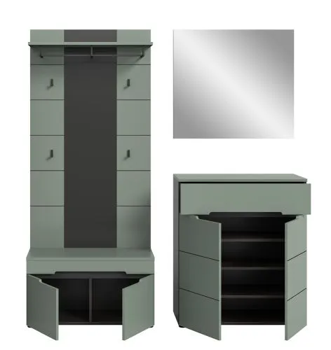 Garderoben-Set Canu 1 | Basalt grau / Smoke Green | 4-teilig