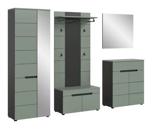 Garderoben-Set Canu 1 | Basalt grau / Smoke Green | 5-teilig mit Kissen