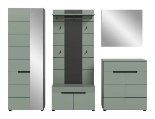Garderoben-Set Canu 1 | Basalt grau / Smoke Green | 5-teilig mit Kissen