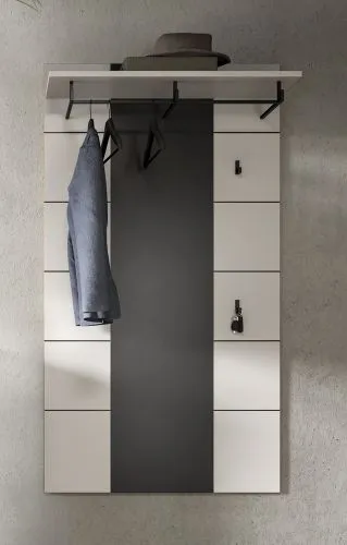 Garderoben-Set Canu 1 | Basalt grau / Weiß | 4-teilig mit Sitzkissen