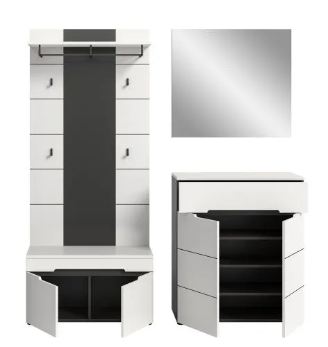 Garderoben-Set Canu 1 | Basalt grau / Weiß | 4-teilig ohne
