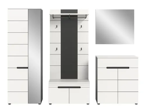 Garderoben-Set Canu 1 | Basalt grau / Weiß | 5-teilig ohne