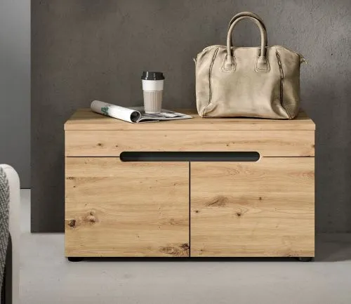 Garderoben-Set Canu 1 | grau / Artisan Eiche | 4-teilig mit Sitzkissen