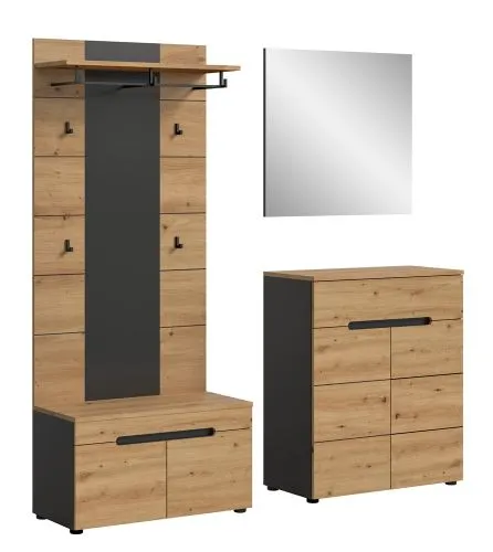 Garderoben-Set Canu 1 | grau / Artisan Eiche | 4-teilig ohne