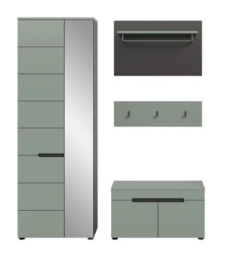 Garderoben-Set Canu | Basalt grau / Smoke Green | 3-teilig