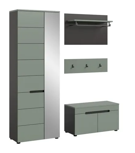 Garderoben-Set Canu | Basalt grau / Smoke Green | 3-teilig