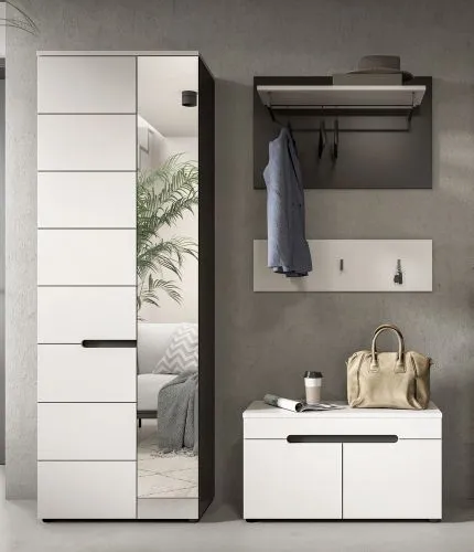 Garderoben-Set Canu | Basalt grau / Weiß | 3-teilig