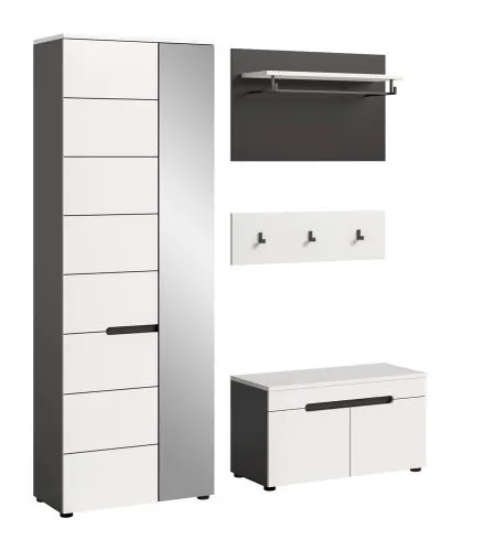 Garderoben-Set Canu | Basalt grau / Weiß | 3-teilig ohne