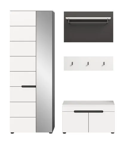 Garderoben-Set Canu | Basalt grau / Weiß | 3-teilig ohne