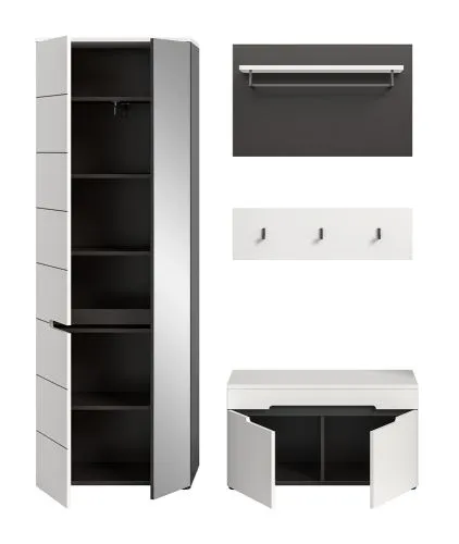 Garderoben-Set Canu | Basalt grau / Weiß | 3-teilig ohne