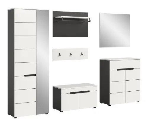 Garderoben-Set Canu | Basalt grau / Weiß | 5-teilig mit Kissen