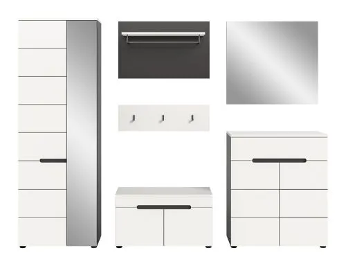 Garderoben-Set Canu | Basalt grau / Weiß | 5-teilig ohne