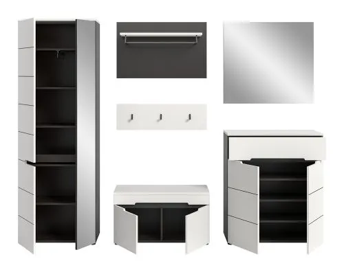 Garderoben-Set Canu | Basalt grau / Weiß | 5-teilig ohne