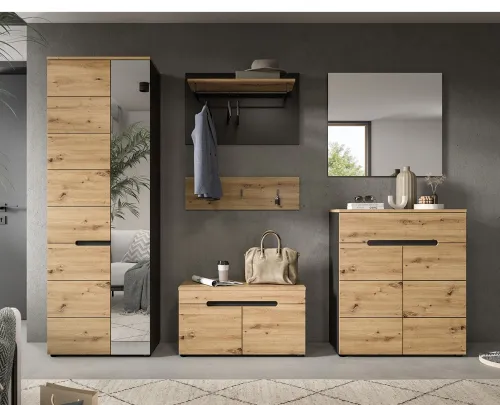 Garderoben-Set Canu | grau / Artisan Eiche | 5-teilig ohne Sitzkissen