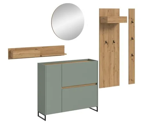 Garderoben-Set Drive 1 | Salbei / Artisan Oak | 5-teilig ohne Beleuchtung