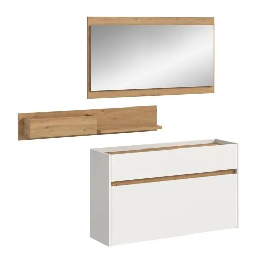 Garderoben-Set Drive 1 | weiß / Artisan Oak | 3-teilig mit Beleuchtung