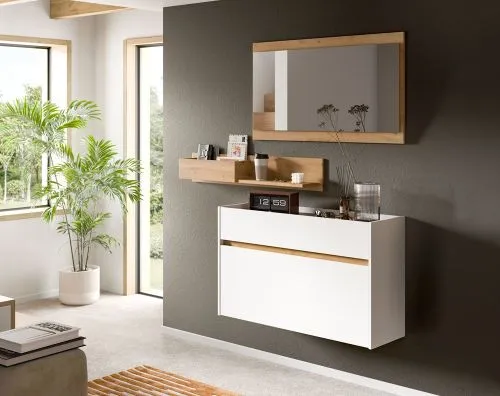 Garderoben-Set Drive 1 | weiß / Artisan Oak | 3-teilig mit Beleuchtung