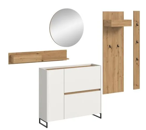 Garderoben-Set Drive 1 | weiß / Artisan Oak | 5-teilig mit Beleuchtung