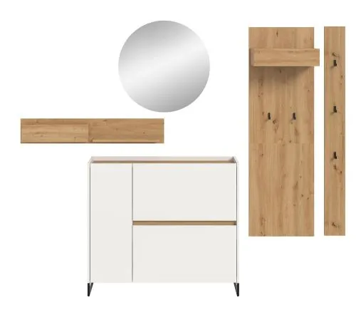 Garderoben-Set Drive 1 | weiß / Artisan Oak | 5-teilig ohne Beleuchtung