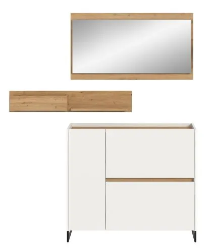 Garderoben-Set Drive 2 | weiß / Artisan Oak | 3-teilig mit Beleuchtung