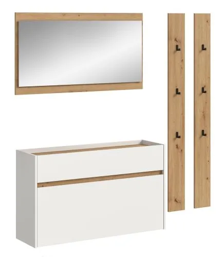 Garderoben-Set Drive 3 | weiß / Artisan Oak | 4-teilig mit Beleuchtung