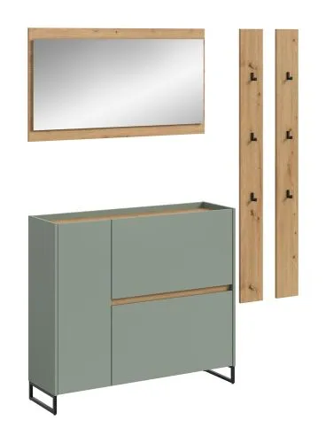 Garderoben-Set Drive 4 | Salbei / Artisan Oak | 4-teilig mit Beleuchtung