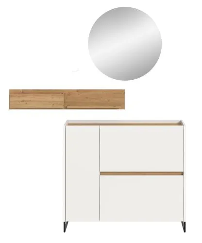 Garderoben-Set Drive 4 | weiß / Artisan Oak | 3-teilig mit Beleuchtung