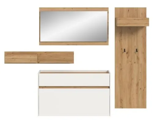 Garderoben-Set Drive | weiß / Artisan Oak | 4-teilig ohne Beleuchtung
