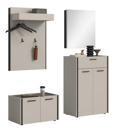 Garderoben-Set Emil | Kaschmir / schwarz | 4-teilig