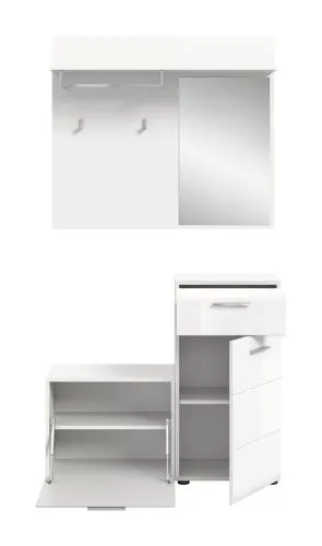 Garderoben-Set Ice | weiß hochglanz | 3-teilig