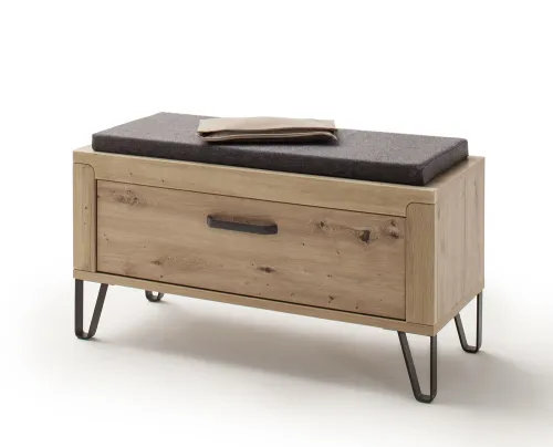 Garderoben Set Incata | Balkeneiche / Oxid grau | 5-teilig ohne Sitzkissen